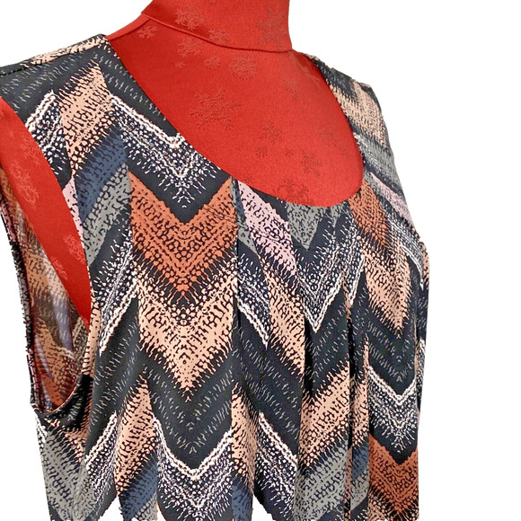 Jones Studio Sleeveless Tank Top Blouse Multicolor Black Peach Pink XL Stretch - Picture 6 of 9